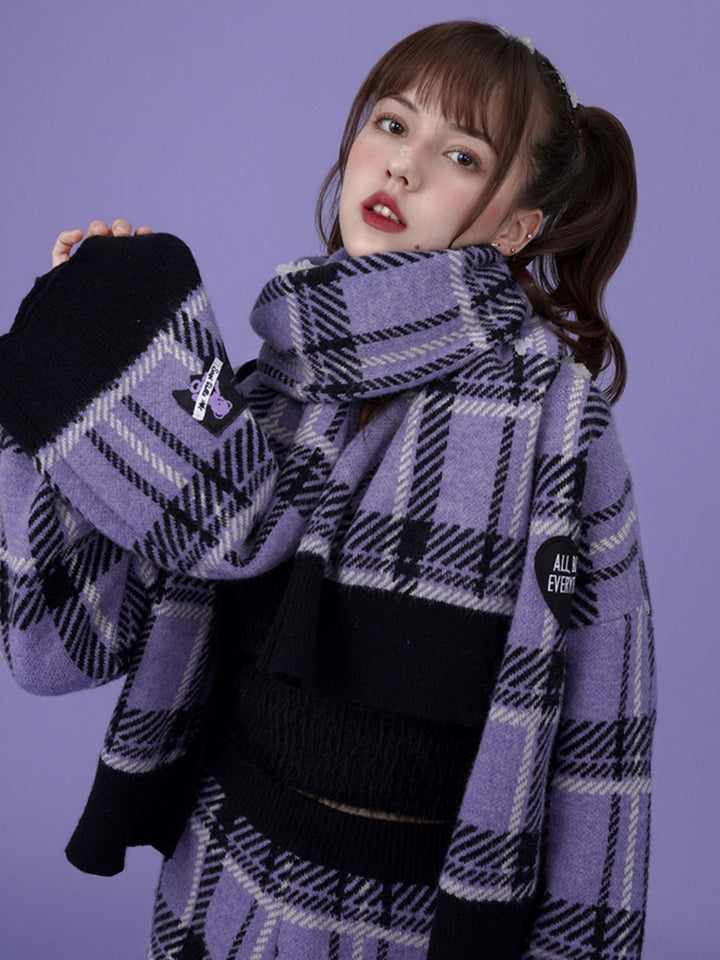 Purple Plaid Winter Scarf