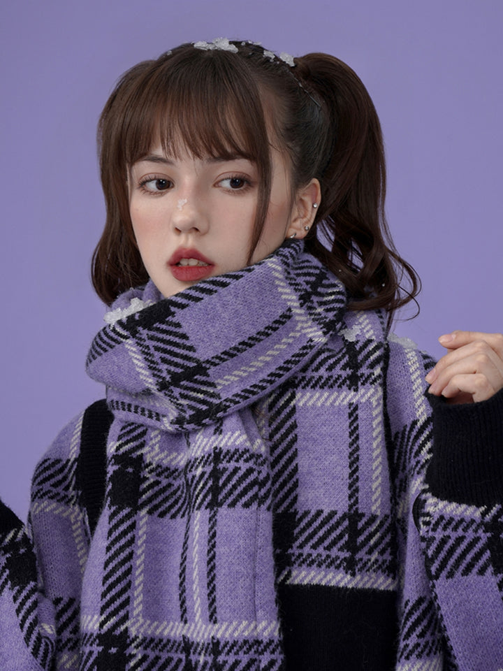 Purple Plaid Winter Scarf
