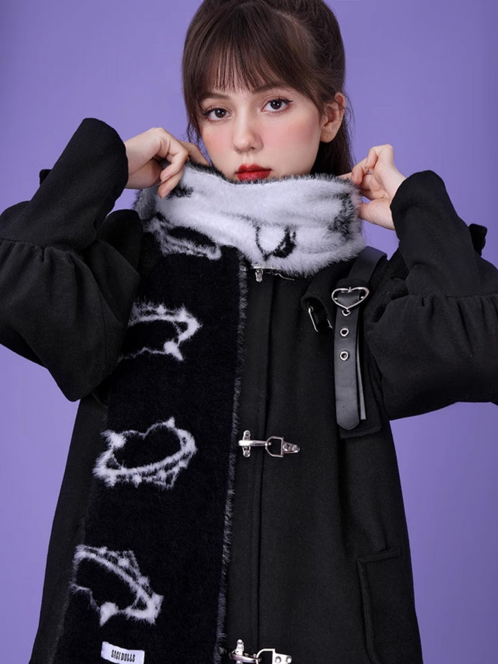 Cute Print Faux Mink Fleece Winter Scarf
