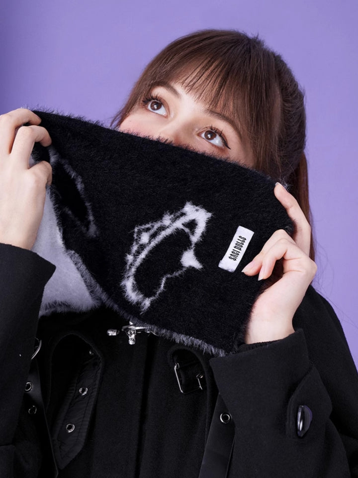 Cute Print Faux Mink Fleece Winter Scarf