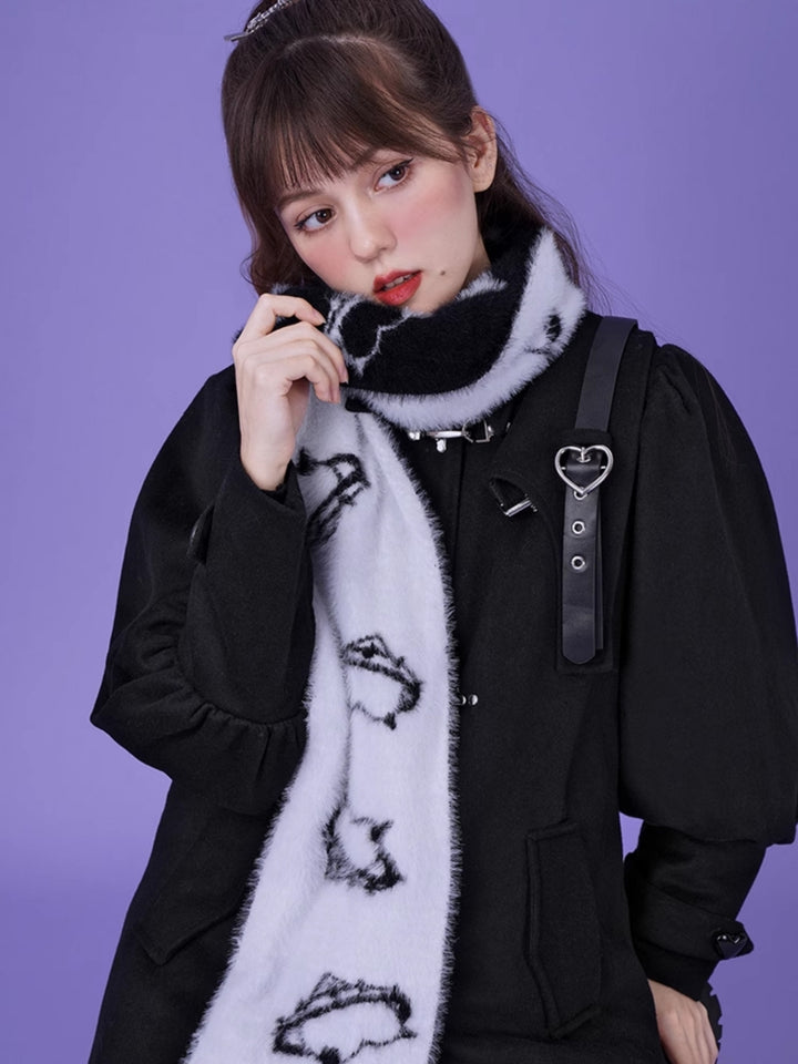Cute Print Faux Mink Fleece Winter Scarf
