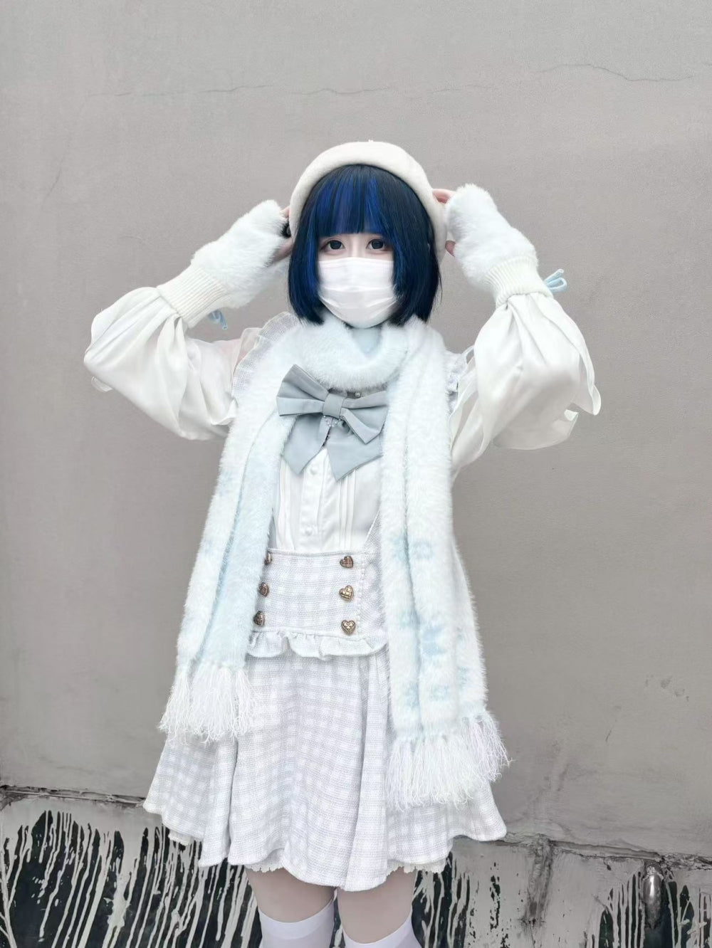 Snowflake Print Thick Mink Fleece Scarf