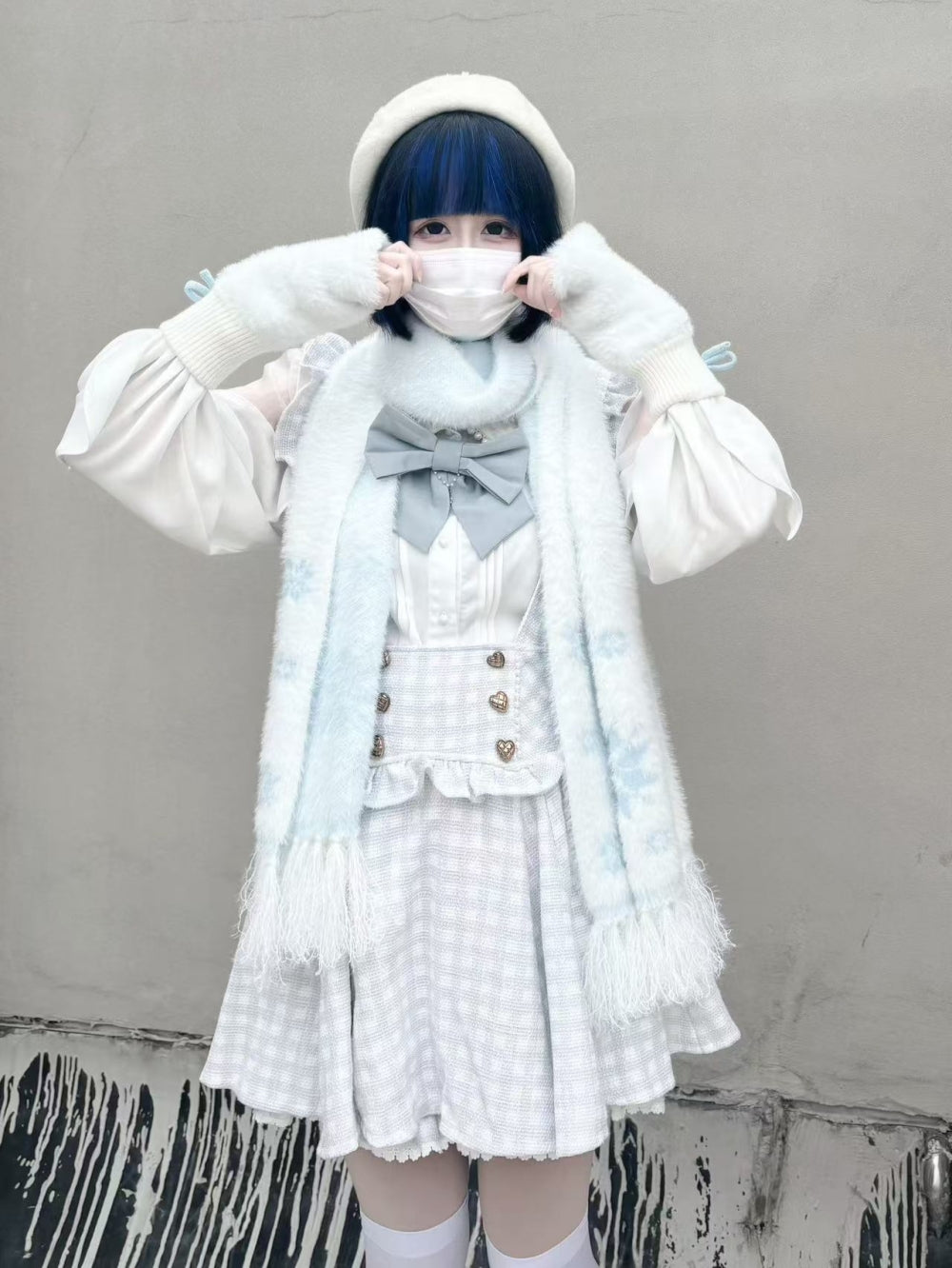 Snowflake Print Thick Mink Fleece Scarf