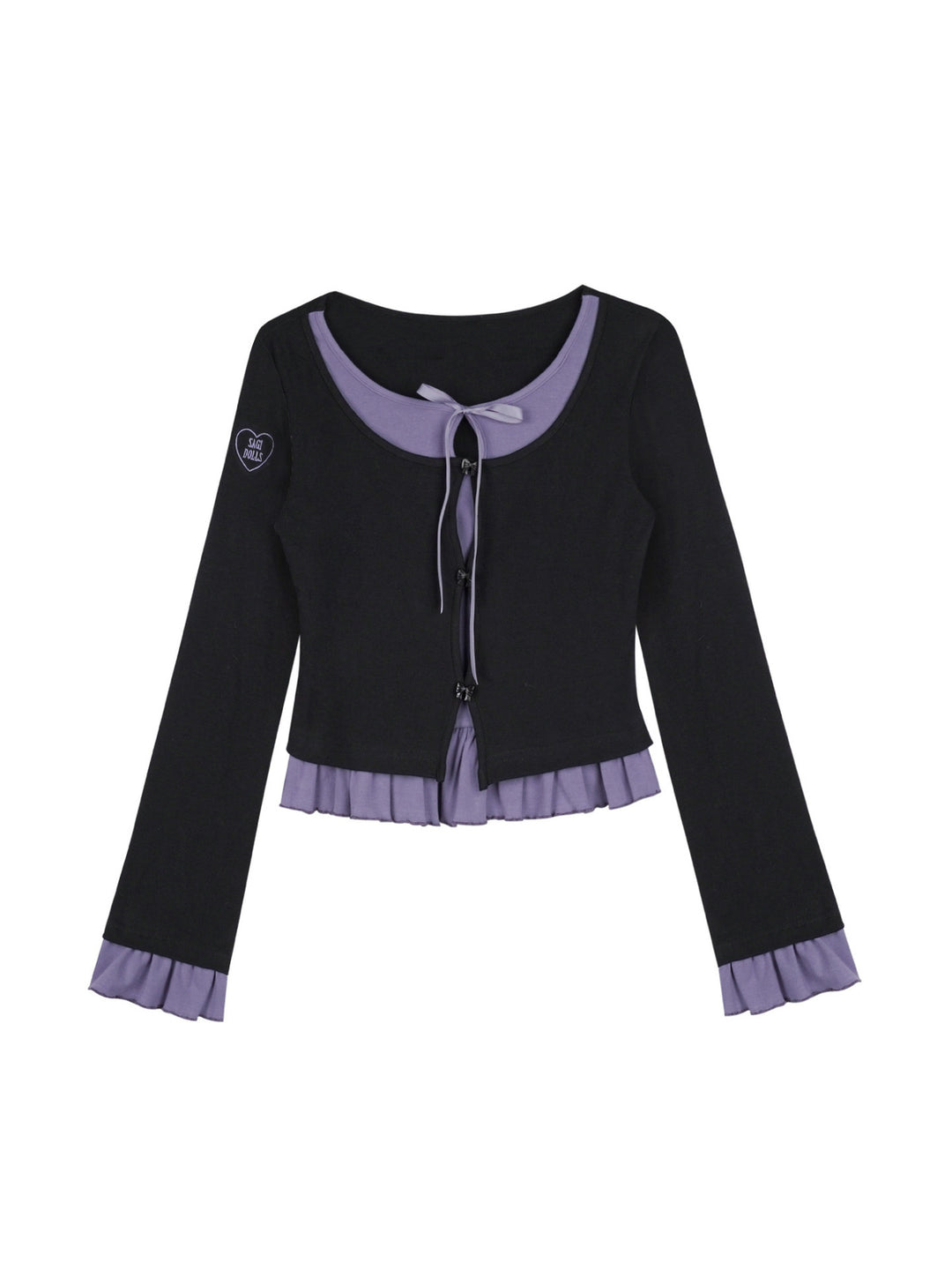 Faux Layered Bow Ruffle Top