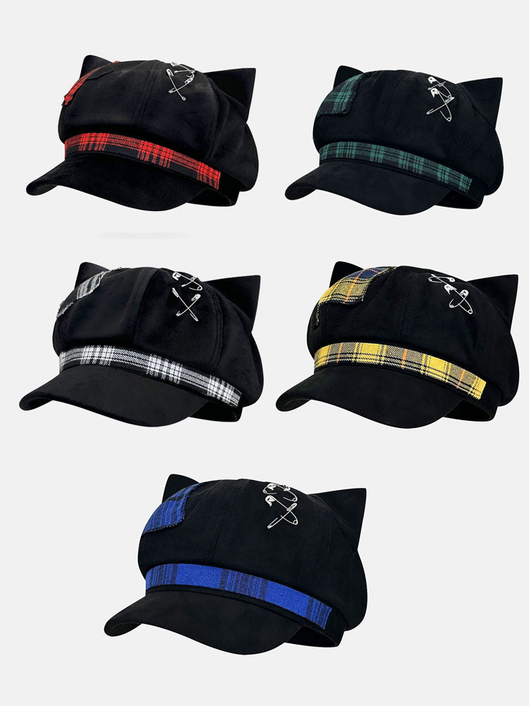 Punk Plaid Cat Ear Cap