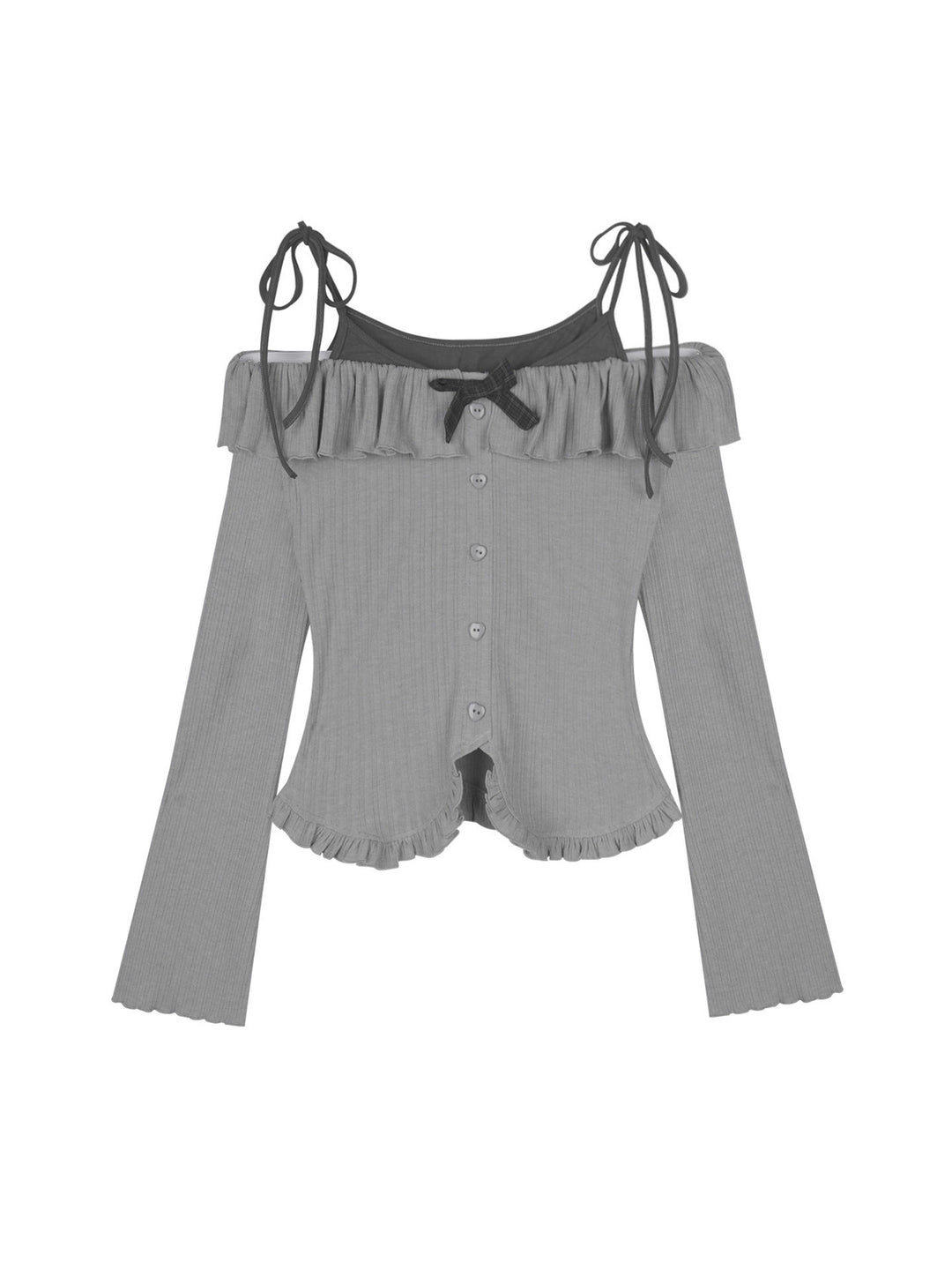 Bow Trim Off-Shoulder Layered Top