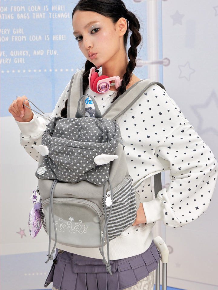 Polka Dot Flap Mini Backpack