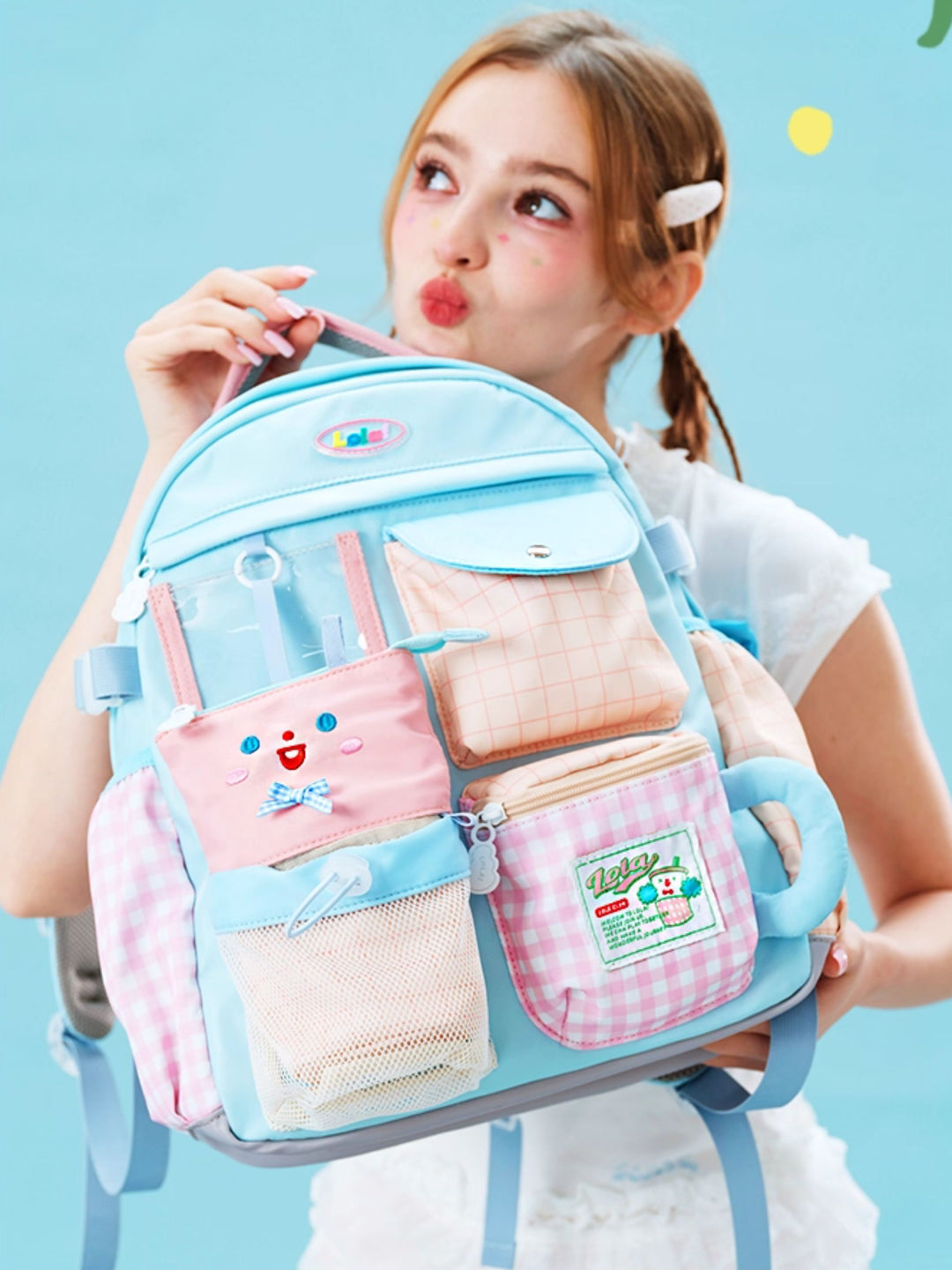 Multi-Pocket Patchwork School Backpack