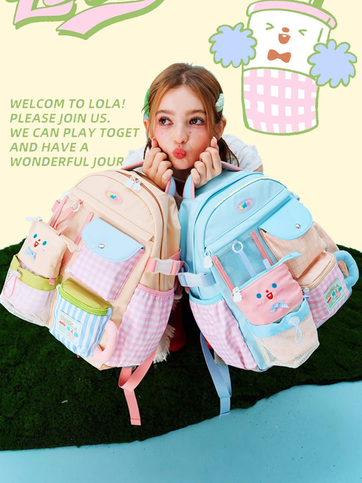 Multi-Pocket Patchwork School Backpack