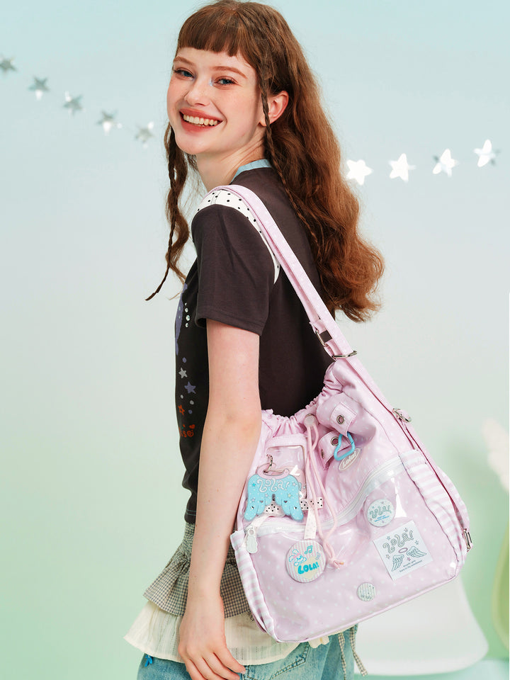 2-Way Convertible Star Print Drawstring Ita Bag