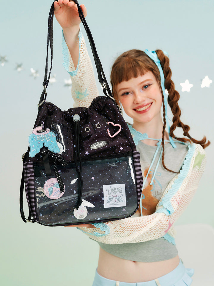 2-Way Convertible Star Print Drawstring Ita Bag