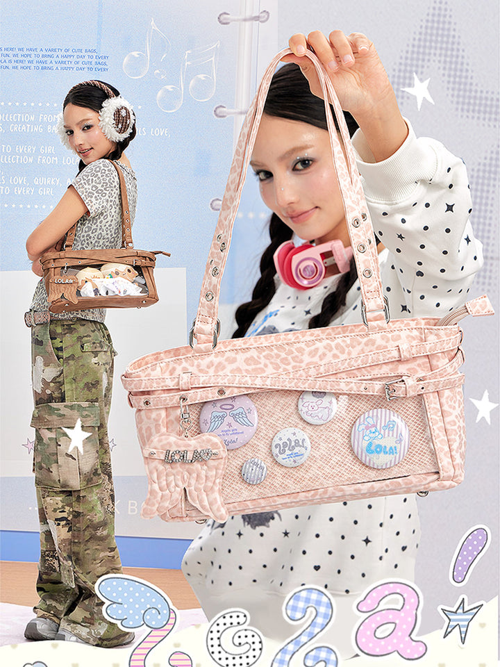 Y2K Angel Wing Long Barrel Ita Shoulder Bag