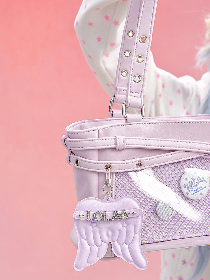 Y2K Angel Wing Long Barrel Ita Shoulder Bag