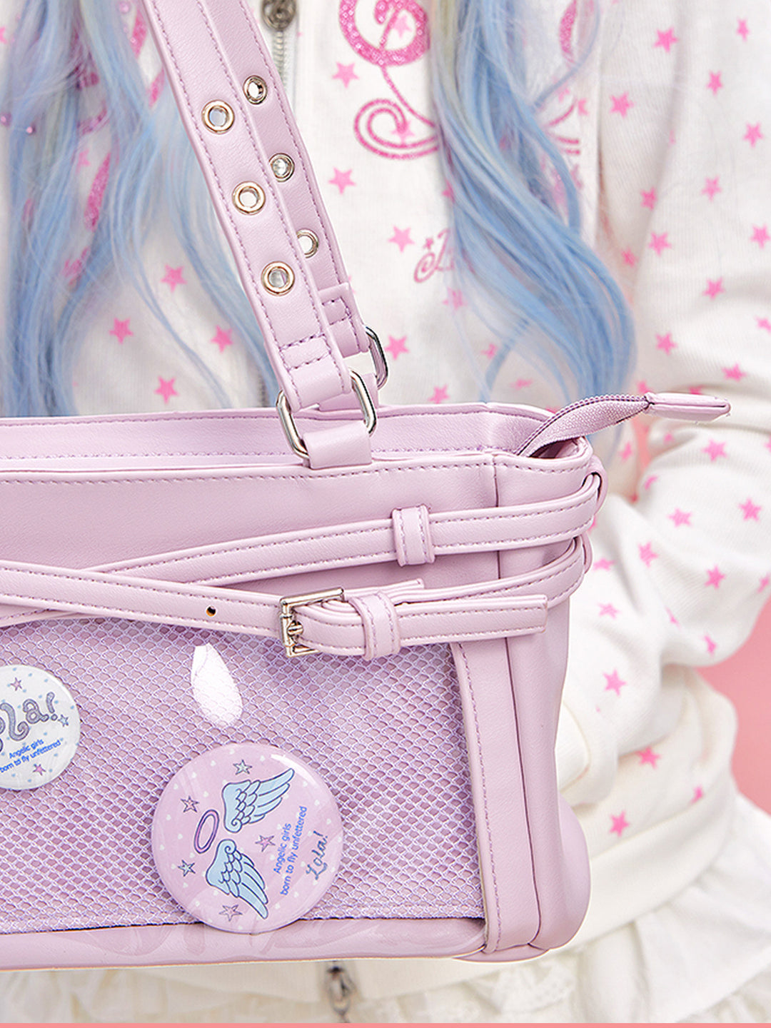 Y2K Angel Wing Long Barrel Ita Shoulder Bag