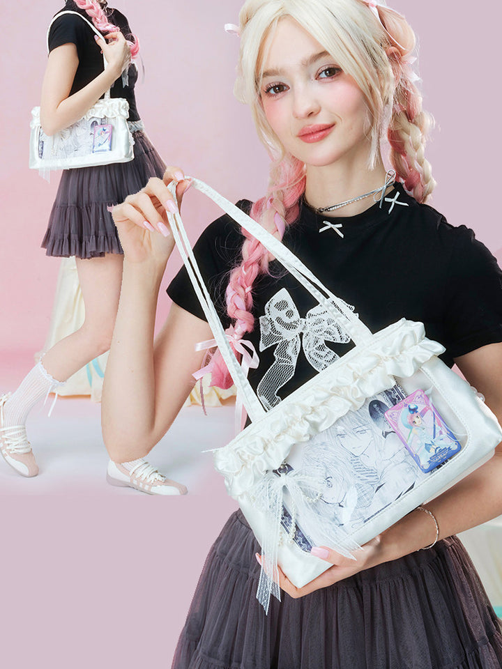 Satin Ruffle Balletcore Ita Underarm Bag