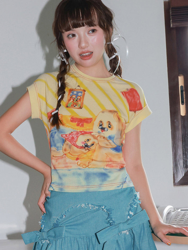 Watercolor Puppy Graphic T Shirt