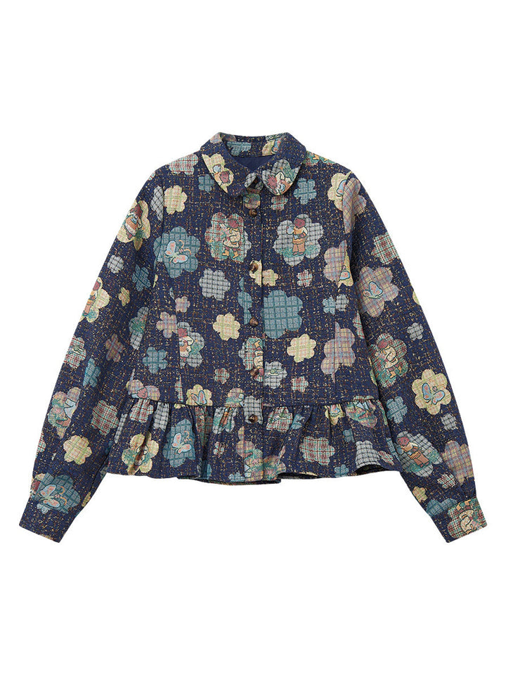 Vintage Floral Bear Print Blouse Pant