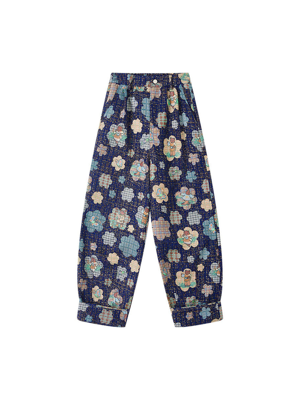 Vintage Floral Bear Print Blouse Pant