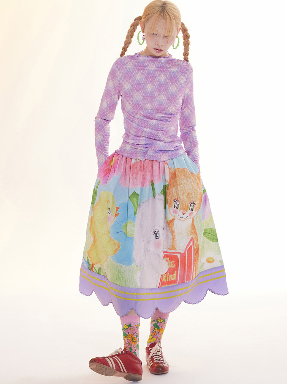 Storybook Animal Print Midi Skirt