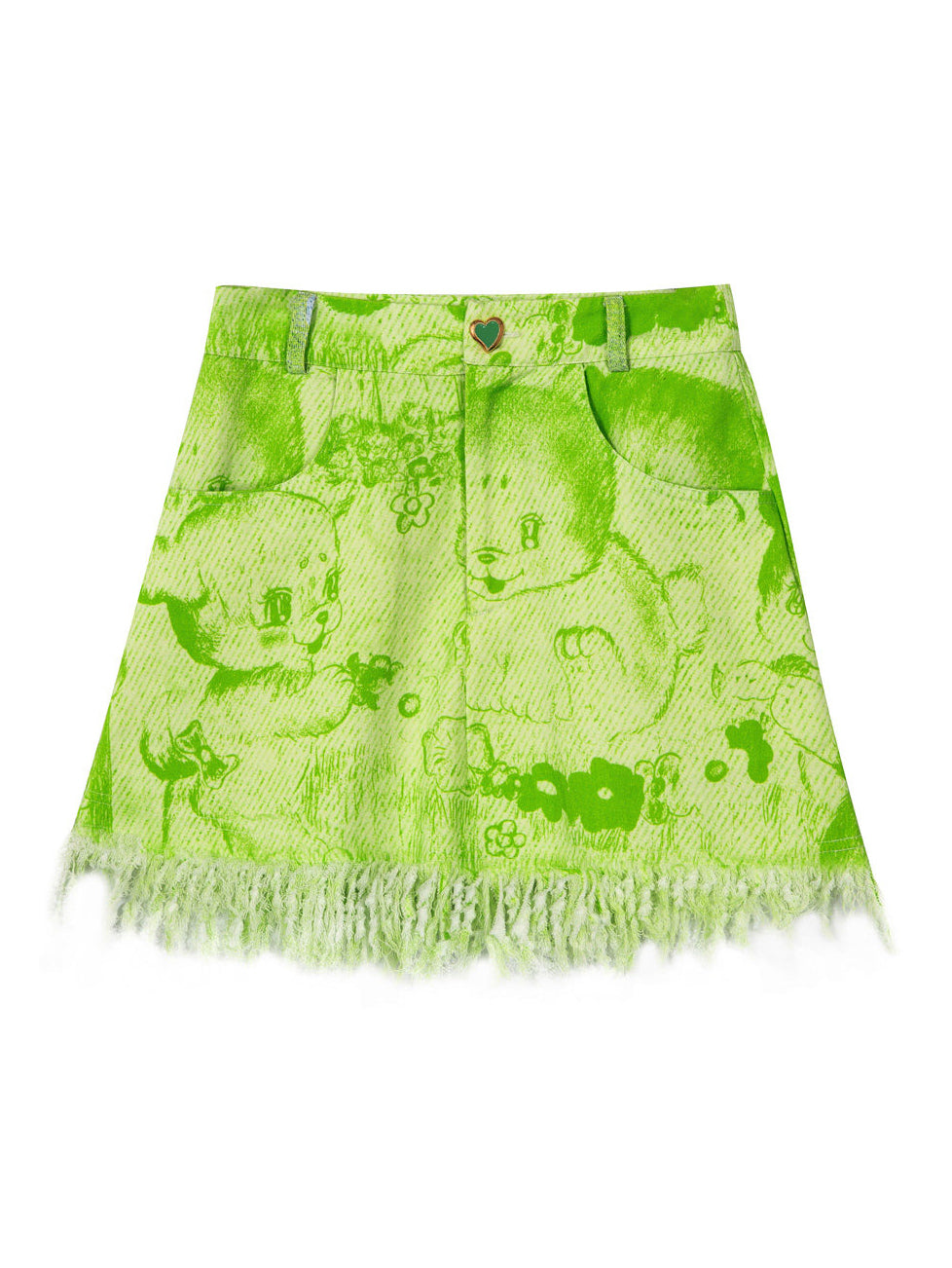 Frayed Animal Print Mini Shorts