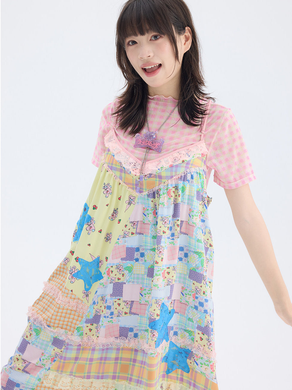 Colorful Patchwork Lace Cami Dress