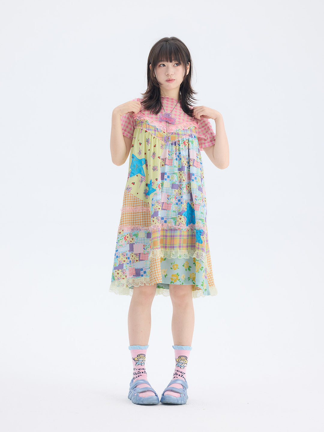 Colorful Patchwork Lace Cami Dress