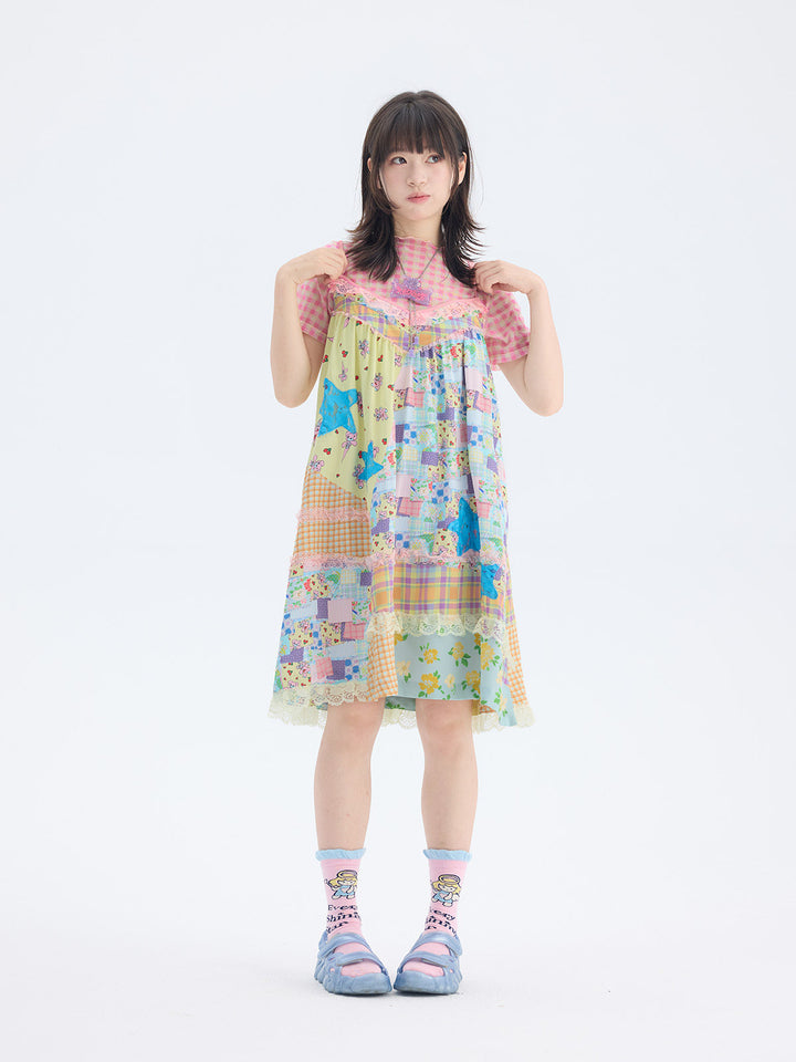 Colorful Patchwork Lace Cami Dress