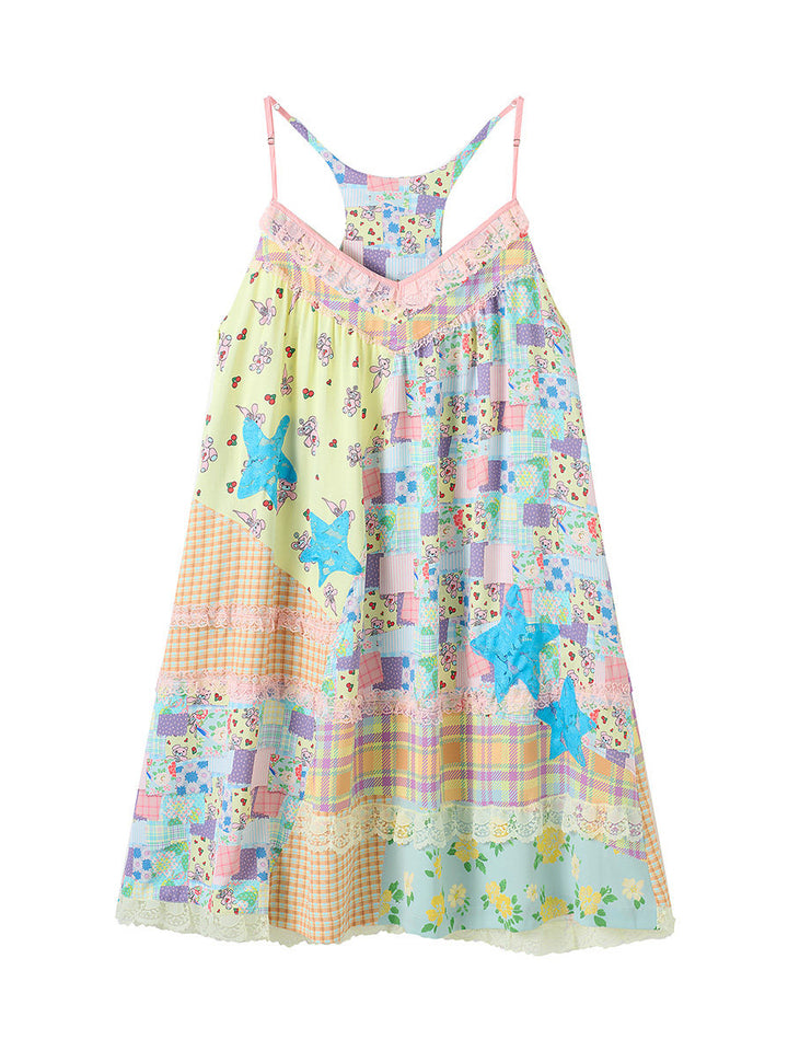 Colorful Patchwork Lace Cami Dress