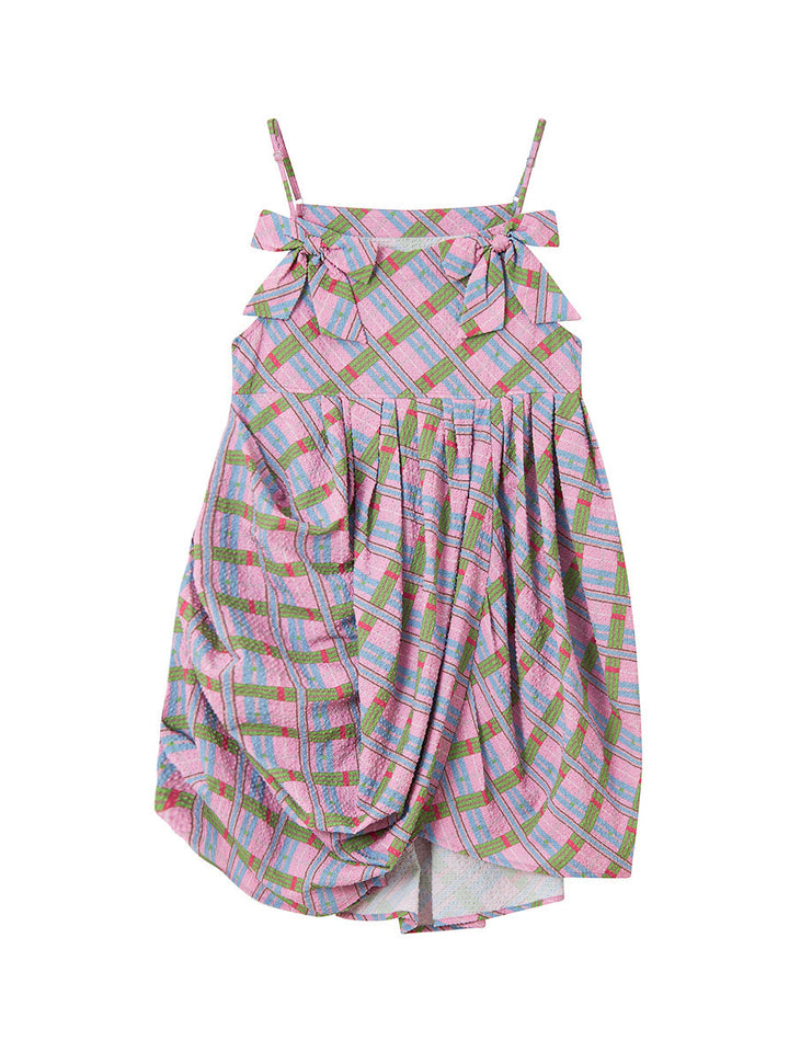 Retro Plaid Bow Cami Dress