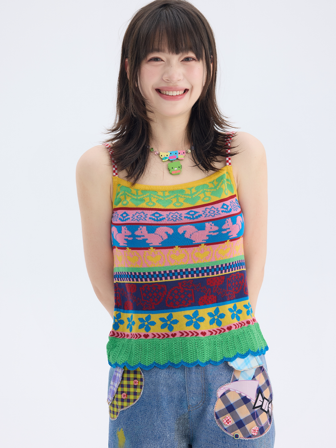 Retro Fair Isle Knit Cami Top