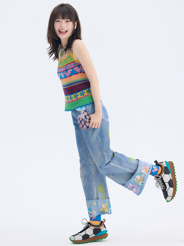 Retro Fair Isle Knit Cami Top
