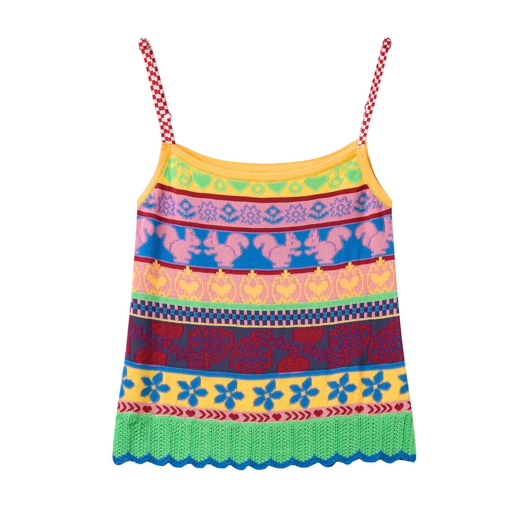 Retro Fair Isle Knit Cami Top