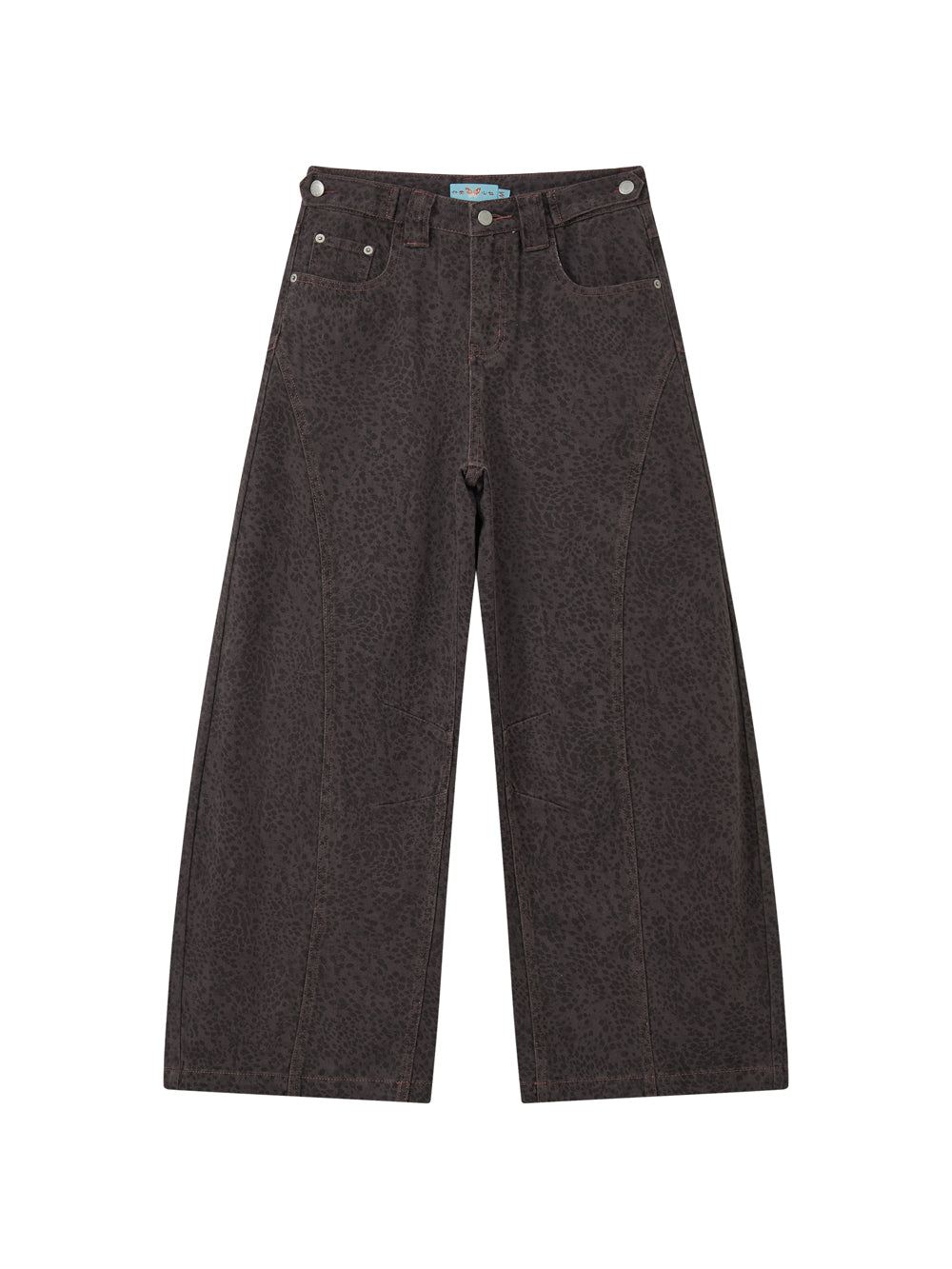 Washed Leopard Print Wide Leg Jeans