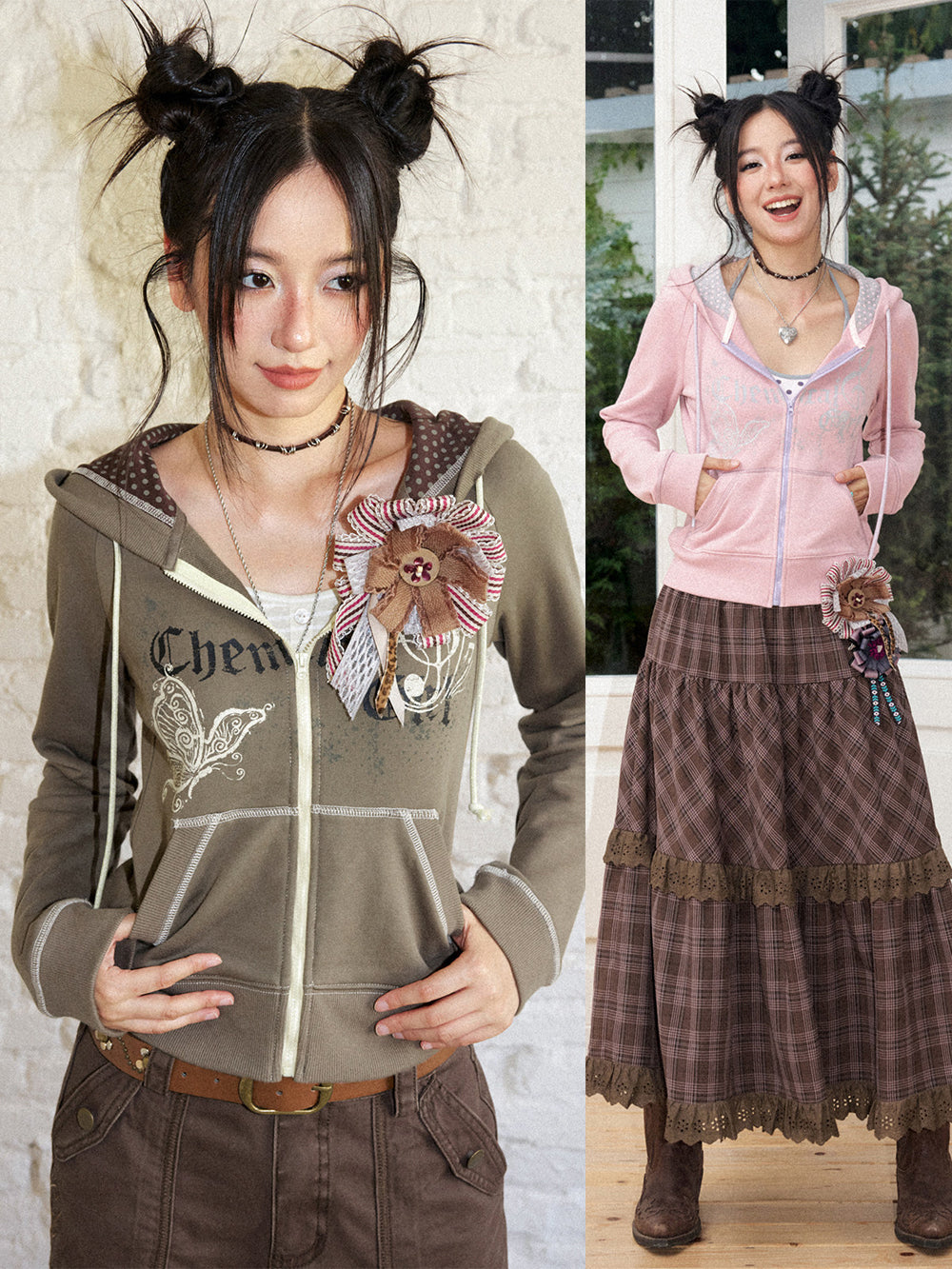 Butterfly Music Graphic Zip-Up Hoodie