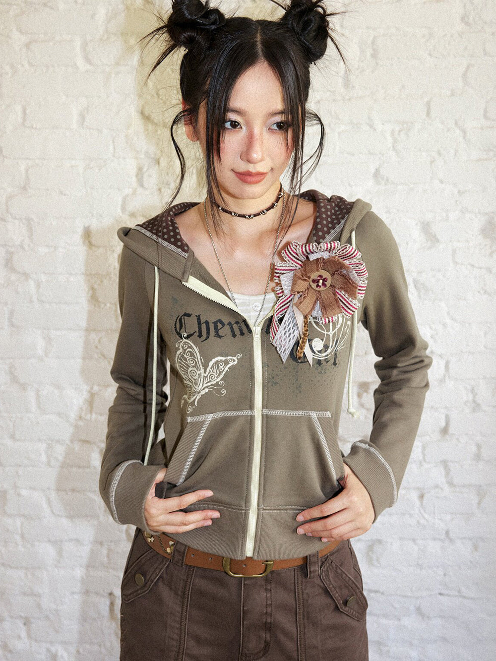 Butterfly Music Graphic Zip-Up Hoodie