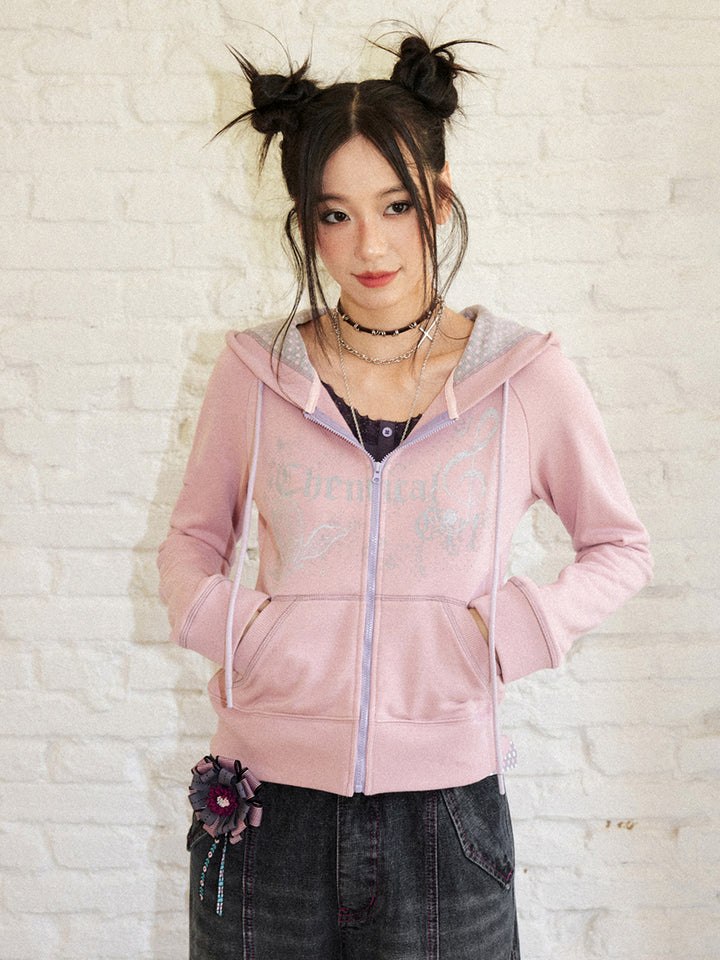 Butterfly Music Graphic Zip-Up Hoodie