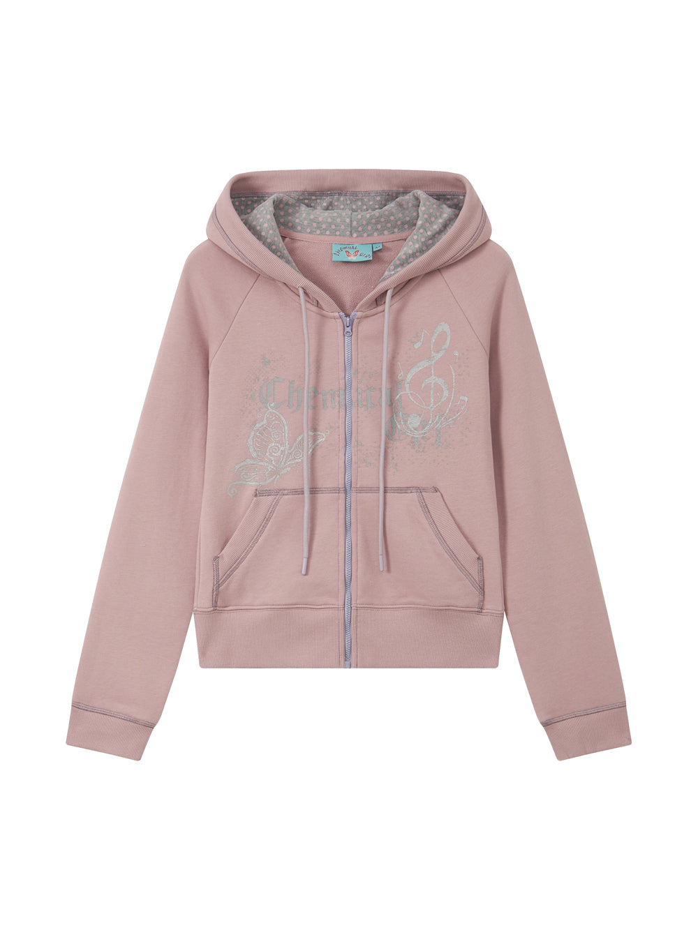 Butterfly Music Graphic Zip-Up Hoodie