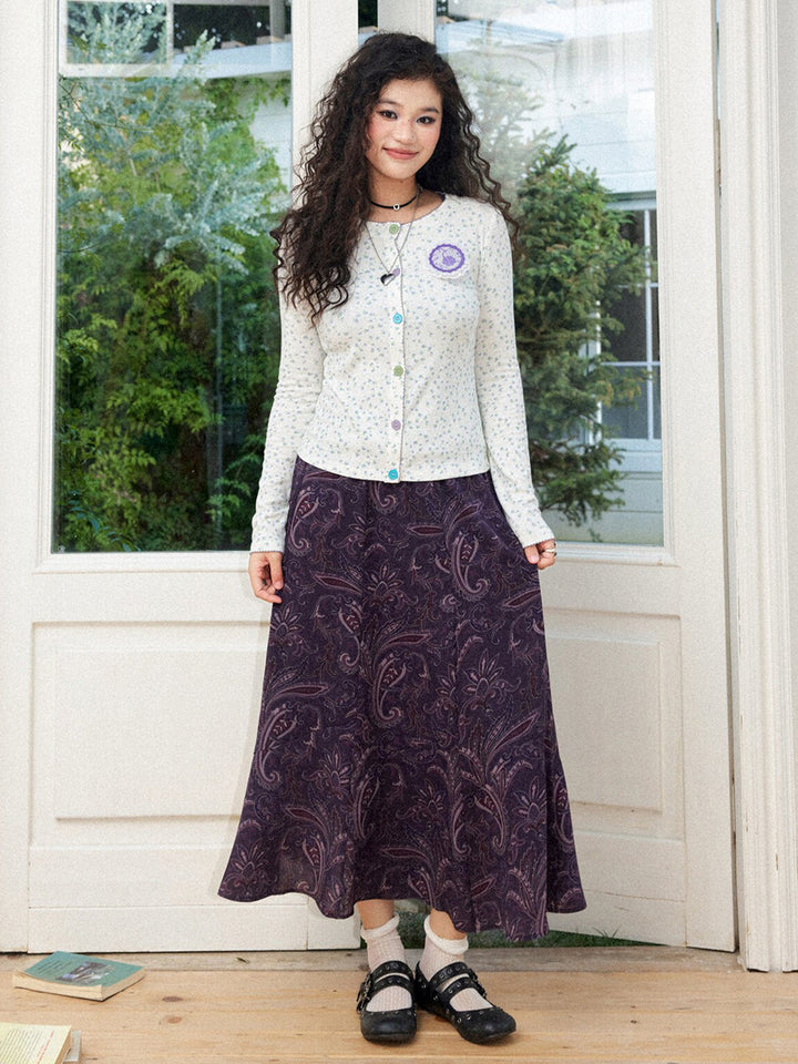 Ditsy Floral Contrast Button Cardigan Top