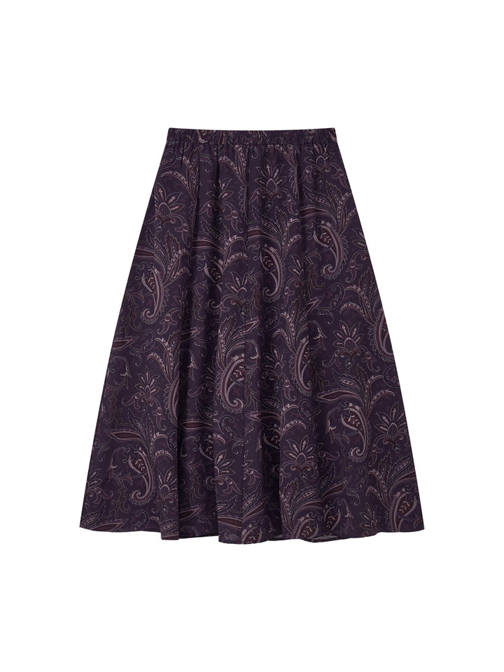 Vintage Ditsy Floral A-Line Midi Skirt