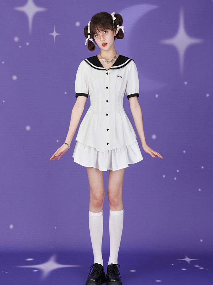 Sailor Collar Ruffle Mini Dress