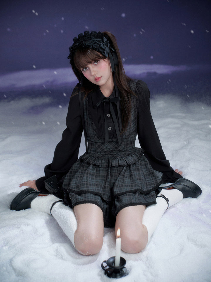 Plaid Faux-Layered Tiered Mini Dress