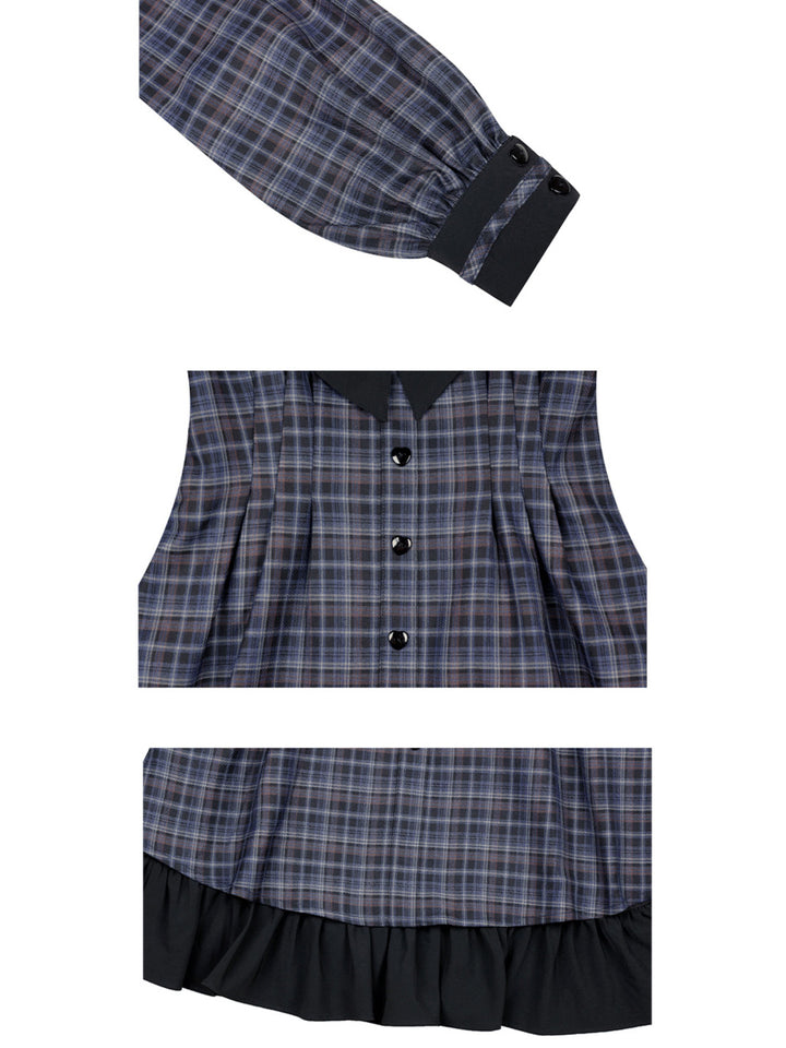 Plaid Sailor Collar Bow Mini Dress