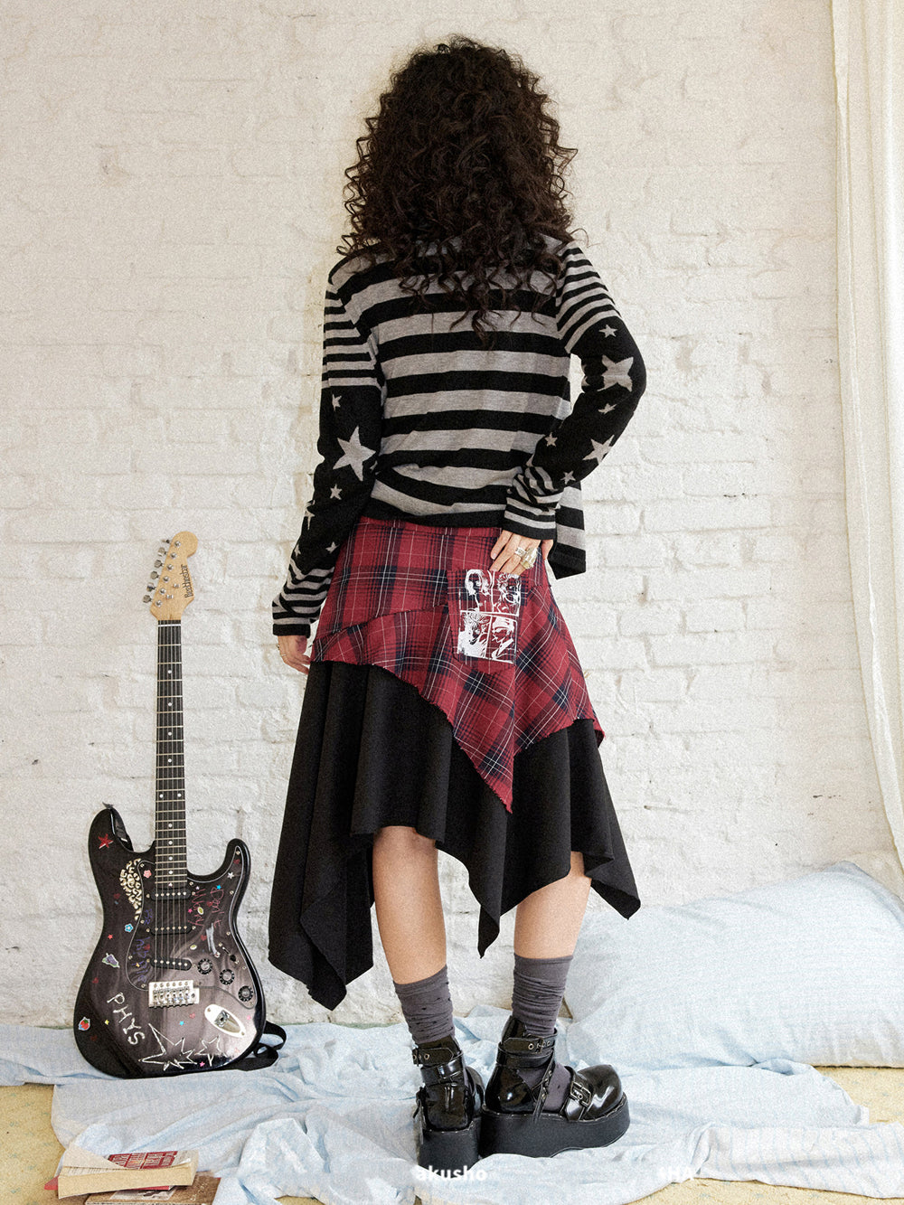 Punk Striped Star Sleeve Cardigan