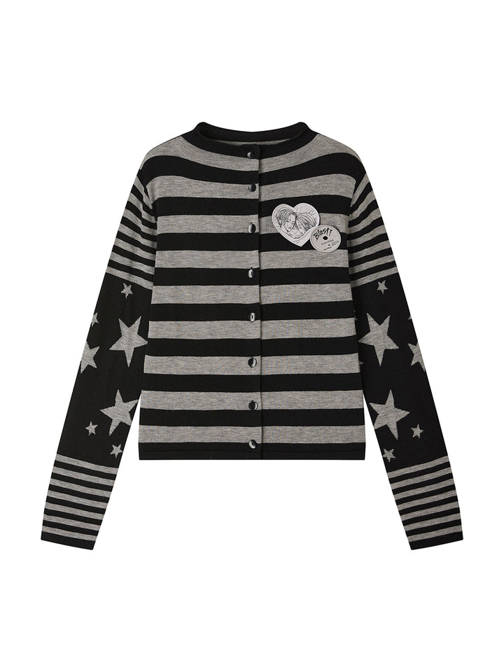 Punk Striped Star Sleeve Cardigan