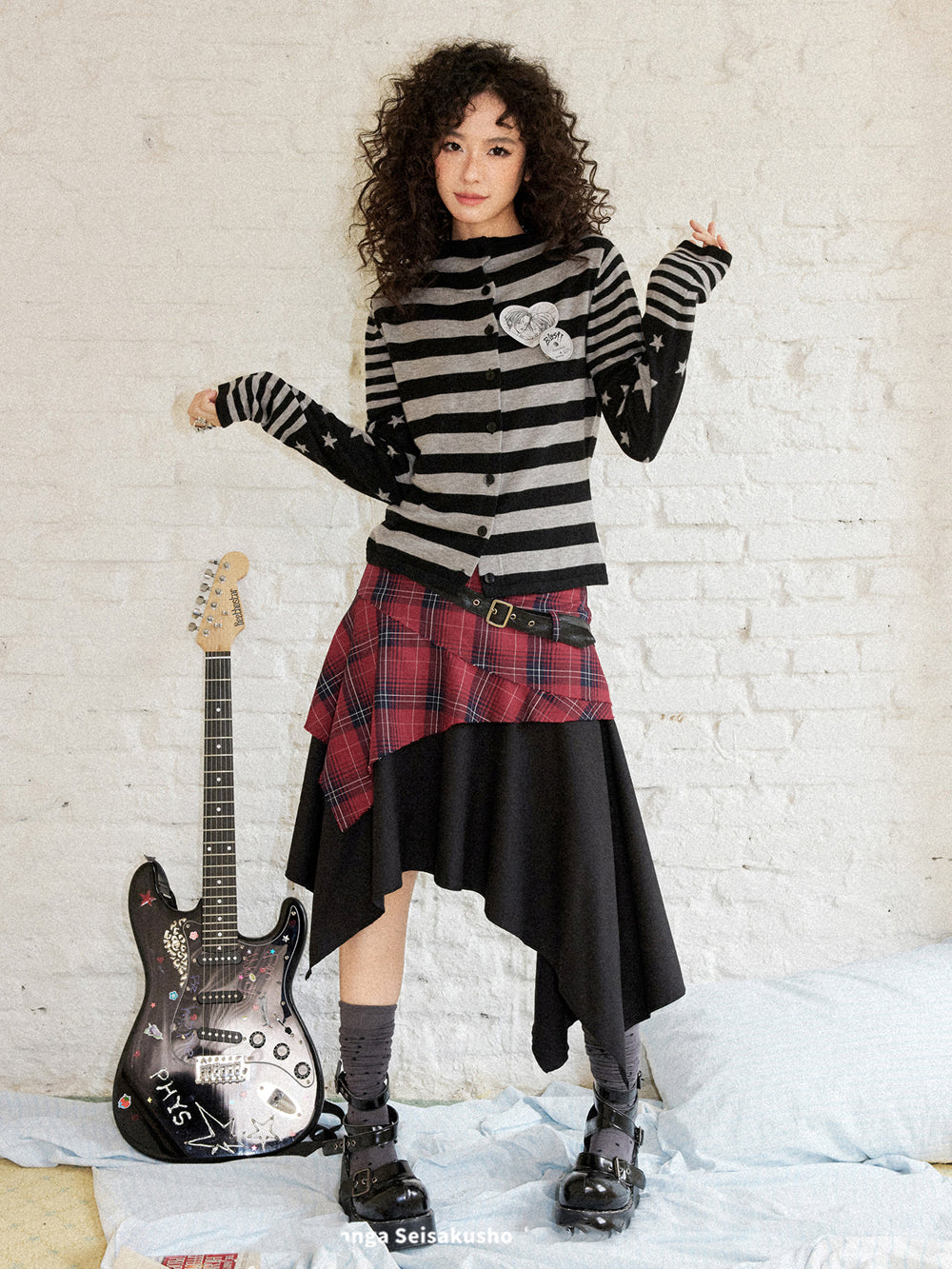 Punk Striped Star Sleeve Cardigan