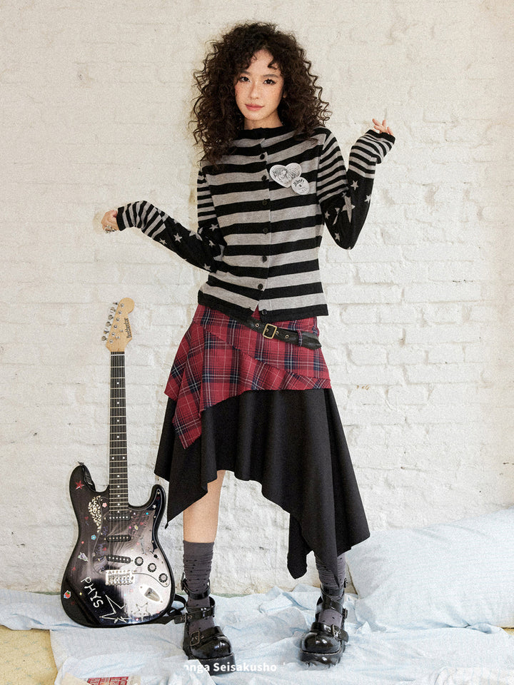 Punk Striped Star Sleeve Cardigan