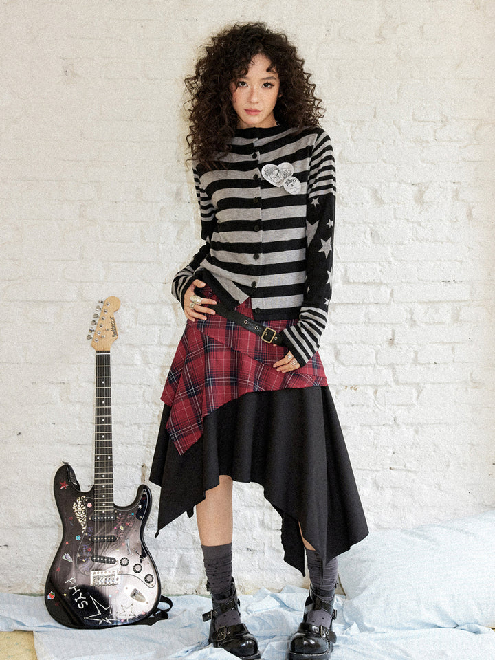 Punk Striped Star Sleeve Cardigan