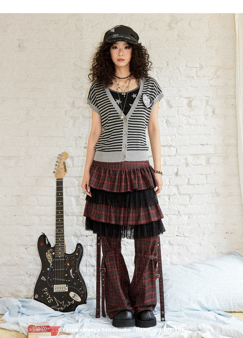 Punk Striped Heart Patch Knit Vest