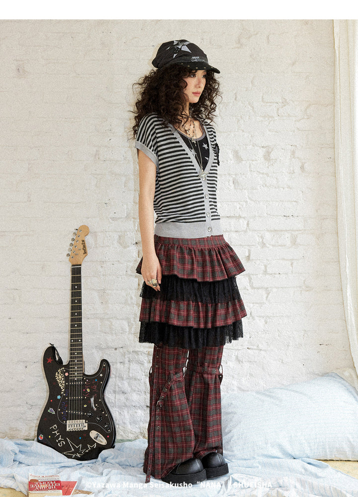 Punk Striped Heart Patch Knit Vest
