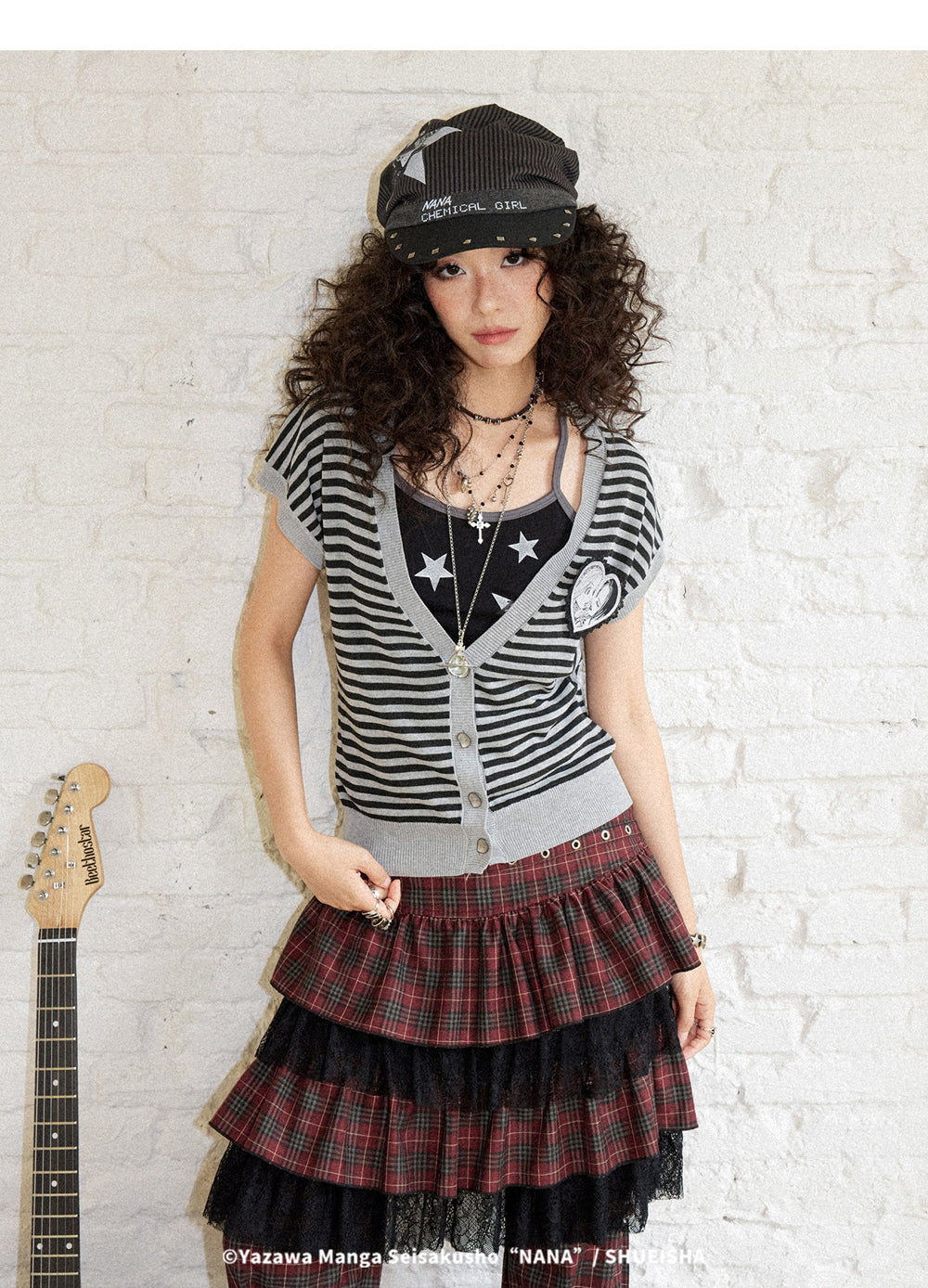 Punk Striped Heart Patch Knit Vest